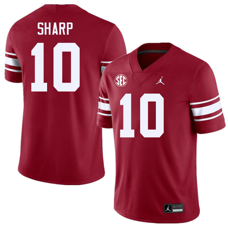 Men #10 Bauer Sharp Oklahoma Sooners 2024 SEC Conference College Football Jerseys-Throwback